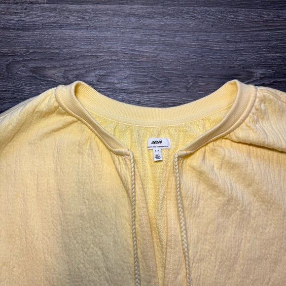 *NWOT* aerie yellow notes easy street beachy boho cotton oversized sweatshirt - Picture 3 of 4
